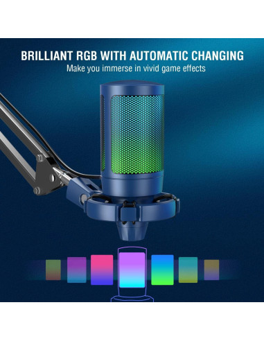 Micrófono USB para Juegos FIFINE A6TB+U1 con RGB y Filtro Antipop