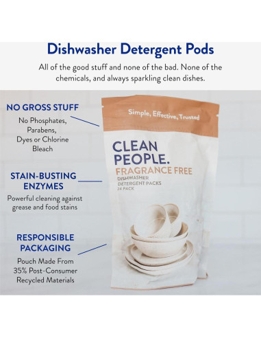 Pods de Lavavajillas Clean People - 30 Unidades Sin Fragancia