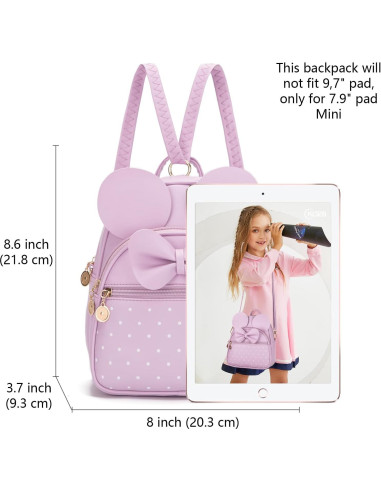 Mochila Mini KL928 Acolchada Lazo Lunares para Niñas