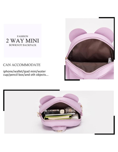 Mochila Mini KL928 Acolchada Lazo Lunares para Niñas