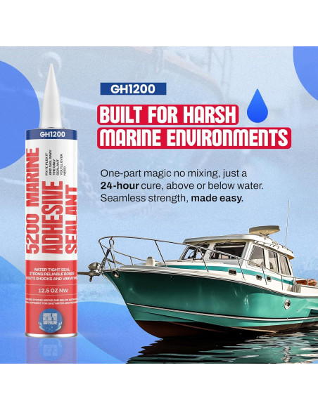 Sellador Marino GH1200 Blanco 354.88 g - Impermeable y UV