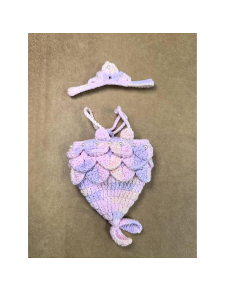 Conjunto de Ropa de Sirena Labubu Tejido a Mano 15-17 cm