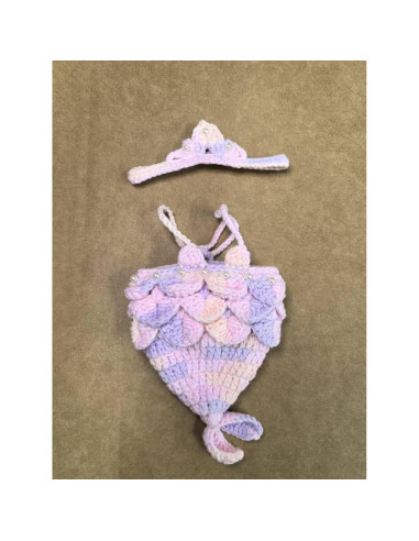 Conjunto de Ropa de Sirena Labubu Tejido a Mano 15-17 cm