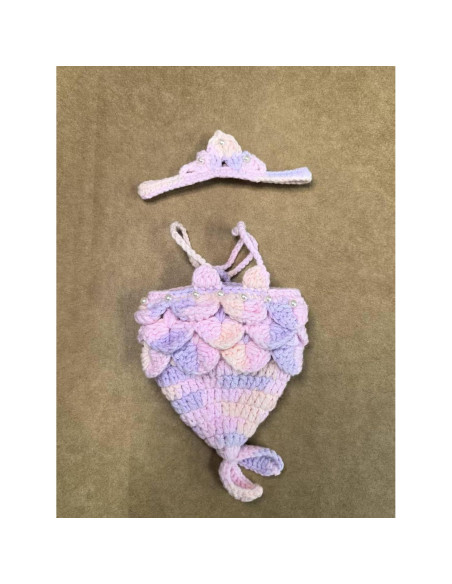 Conjunto de Ropa de Sirena Labubu Tejido a Mano 15-17 cm