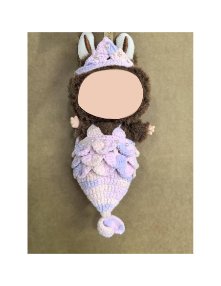 Conjunto de Ropa de Sirena Labubu Tejido a Mano 15-17 cm