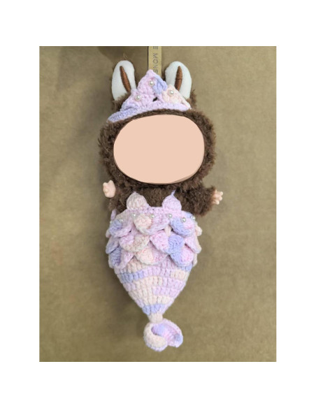 Conjunto de Ropa de Sirena Labubu Tejido a Mano 15-17 cm