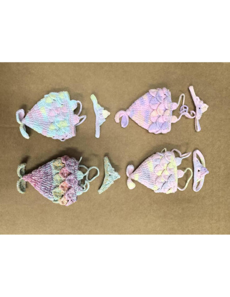 Conjunto de Ropa de Sirena Labubu Tejido a Mano 15-17 cm