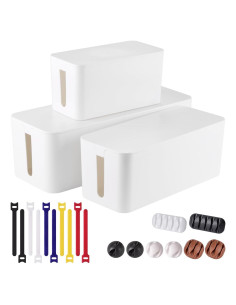 Set de 3 Cajas Organizadoras de Cables Tuwechen - Blanca