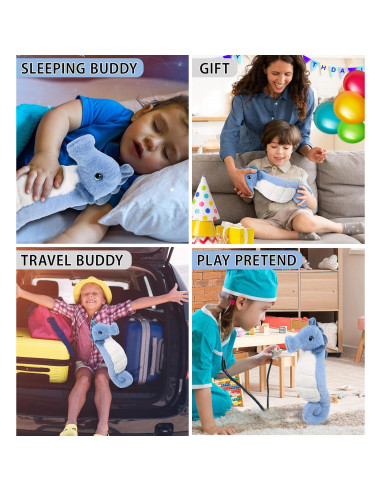 DolliBu Caballito de Mar Azul Peluche Suave 30 cm