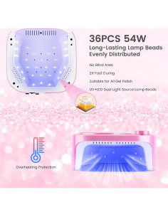 Lámpara UV LED 54W Lavinda Rosa, Inalámbrica y Recargable 2