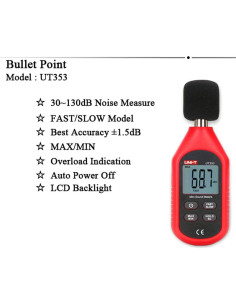 Medidor de Decibelios UNI-T UT353BT Bluetooth 30-130 dB 2