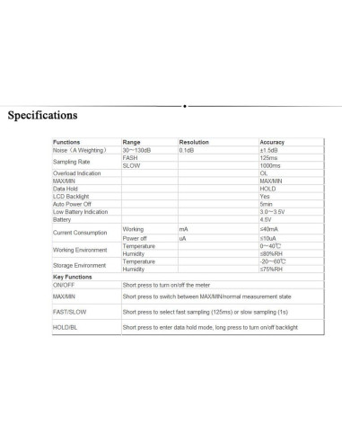 Medidor de Decibelios UNI-T UT353BT Bluetooth 30-130 dB