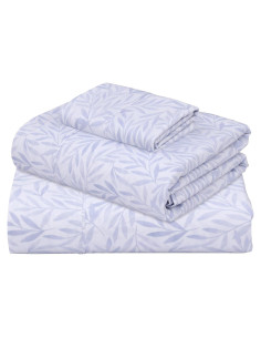 Juego de Sábanas Individual ZOYER 100% Algodón Azul Otoño 3 Piezas