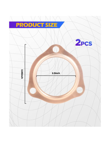 Junta de Escape SCUARI 2PCS Cobre 76mm y 84mm para Automóviles
