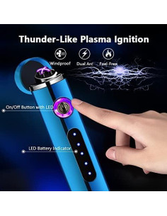Encendedor Eléctrico SKRFIRE Mini Doble Arco Recargable Azul 2