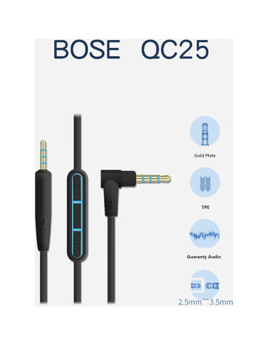 Cable de audio 2.5mm a 3.5mm UNIFYCENTRAL para Bose QC25 QC35