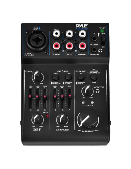 Mezclador de Audio Bluetooth Pyle PAD30MXUBT.5 - 3 Canales, USB