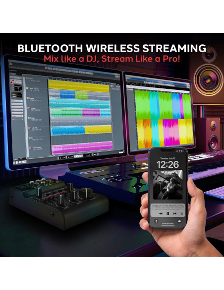 Mezclador de Audio Bluetooth Pyle PAD30MXUBT.5 - 3 Canales, USB