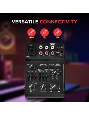 Mezclador de Audio Bluetooth Pyle PAD30MXUBT.5 - 3 Canales, USB