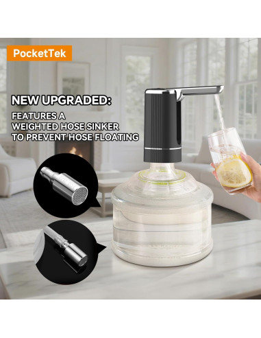 Dispensador de Agua Eléctrico PocketTek 5 Galones USB Plegable