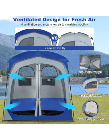 Carpa de Ducha Tangkula Doble 2 Personas 210.82x106.68cm