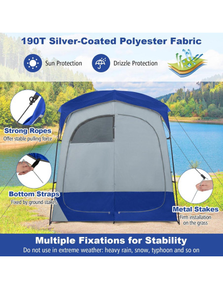 Carpa de Ducha Tangkula Doble 2 Personas 210.82x106.68cm