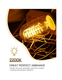 Bombillas Edison DORESshop 60W T45 Ámbar 4 Piezas Regulables 2