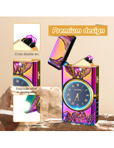 Encendedor eléctrico recargable TIKIUKI con reloj LED multicolor 2