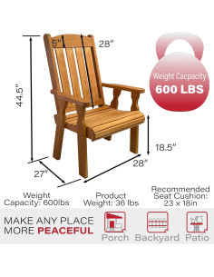 Silla de Patio Misionera Amish Casual Tinte de Cedro 272 kg 2