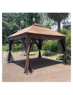 Gazebo Plegable 3x3m Voykuy con Red Desmontable y Sacos de Arena