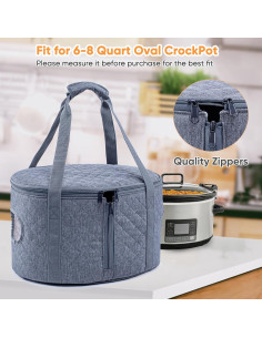 Funda para Olla de Cocción Lenta BAGSPRITE 6-8 Qt Gris 2