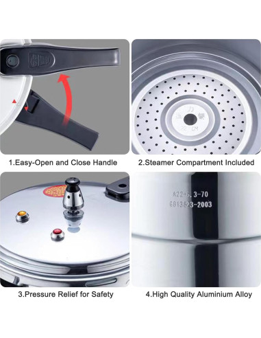 Olla a presión YZLPSYY 5L aluminio para gas e inducción