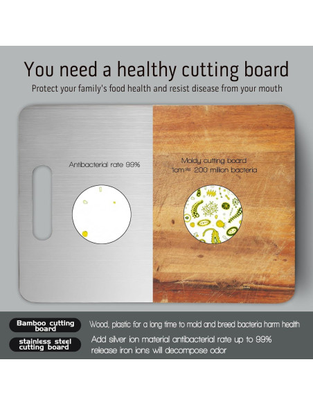 Juego de 3 Tablas de Cortar SUNWISHA Acero Inoxidable Doble Cara Juego de 3 Tablas de Cortar SUNWISHA Acero Inoxidable Doble Cara