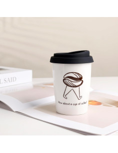 Taza de Viaje Cerámica ZEBERBO 250ml Doble Pared Aislada 2