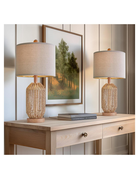 Juego de 2 Lámparas de Mesa Boho OYEARS Marrón 54.61cm