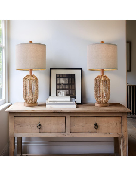 Juego de 2 Lámparas de Mesa Boho OYEARS Marrón 54.61cm