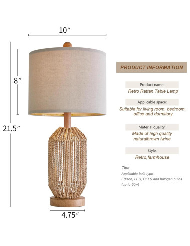 Juego de 2 Lámparas de Mesa Boho OYEARS Marrón 54.61cm