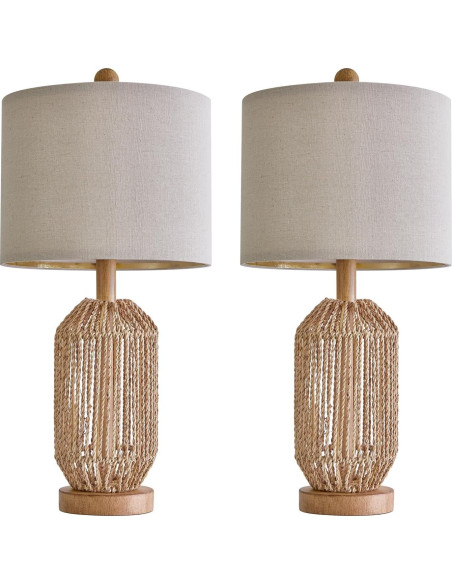 Juego de 2 Lámparas de Mesa Boho OYEARS Marrón 54.61cm