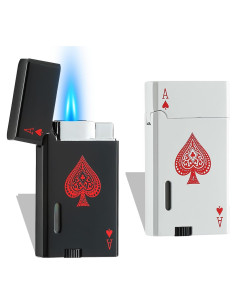 Encendedor de Butano CFTGET Doble Llama Recargable Negro/Blanco