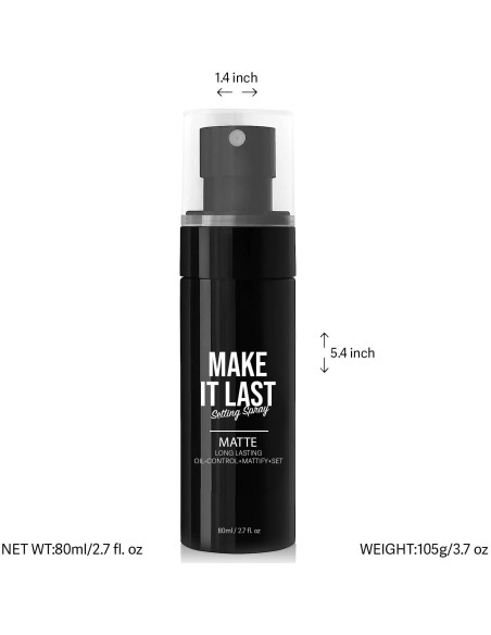 Spray Fijador de Maquillaje Mate Glam Lux 120g Control Aceite