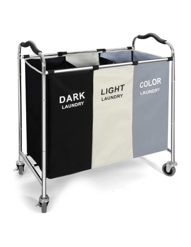 Cesta de Ropa con Ruedas YUELAN 240L 3 Secciones Impermeable