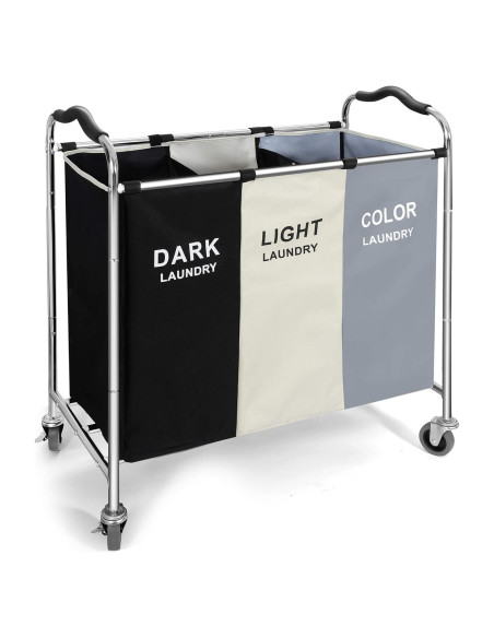 Cesta de Ropa con Ruedas YUELAN 240L 3 Secciones Impermeable