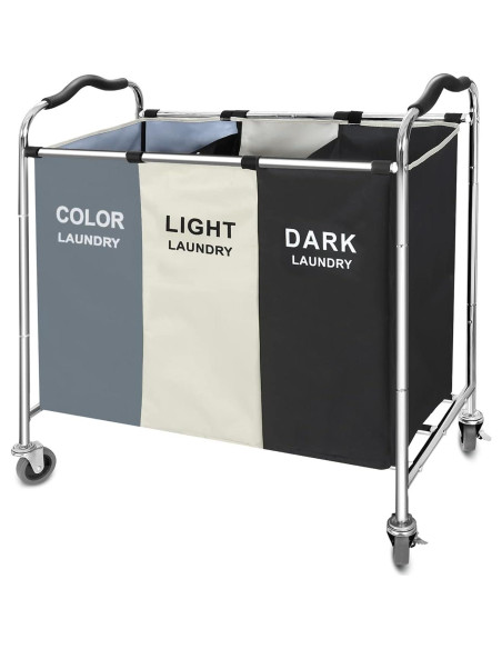 Cesta de Ropa con Ruedas YUELAN 240L 3 Secciones Impermeable