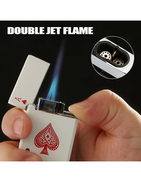 Encendedor de Butano CFTGET Doble Llama Recargable Negro/Blanco