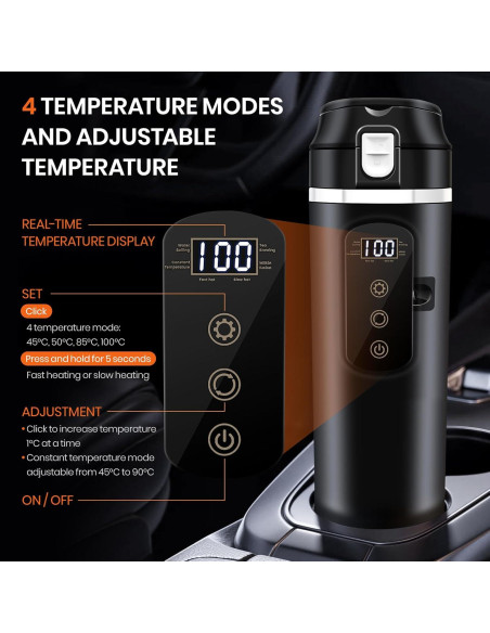 Hervidor Eléctrico de Coche Suteng 24V 430ml Control Temperatura