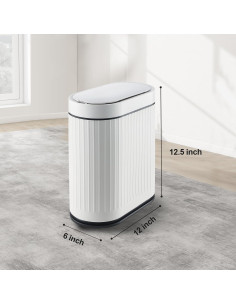 Basurero ELPHECO 2 Galones con Sensor de Movimiento Blanco Negro 2