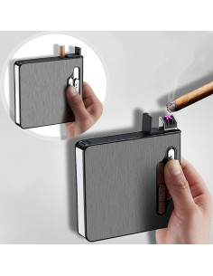 Estuche para Cigarrillos con Encendedor Doble Arco USB KKKC 2