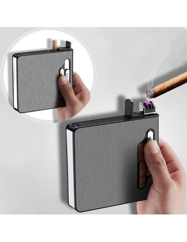 Estuche para Cigarrillos con Encendedor Doble Arco USB KKKC