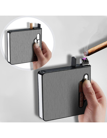 Estuche para Cigarrillos con Encendedor Doble Arco USB KKKC