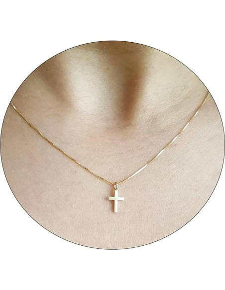 Collar Cruz de Oro 14K VIROMY para Mujeres 42 cm Collar Cruz de Oro 14K VIROMY para Mujeres 42 cm